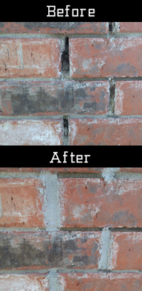 tuckpointing of damaged masonry before and after repair