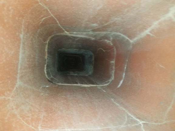 view inside cracked chimney flue